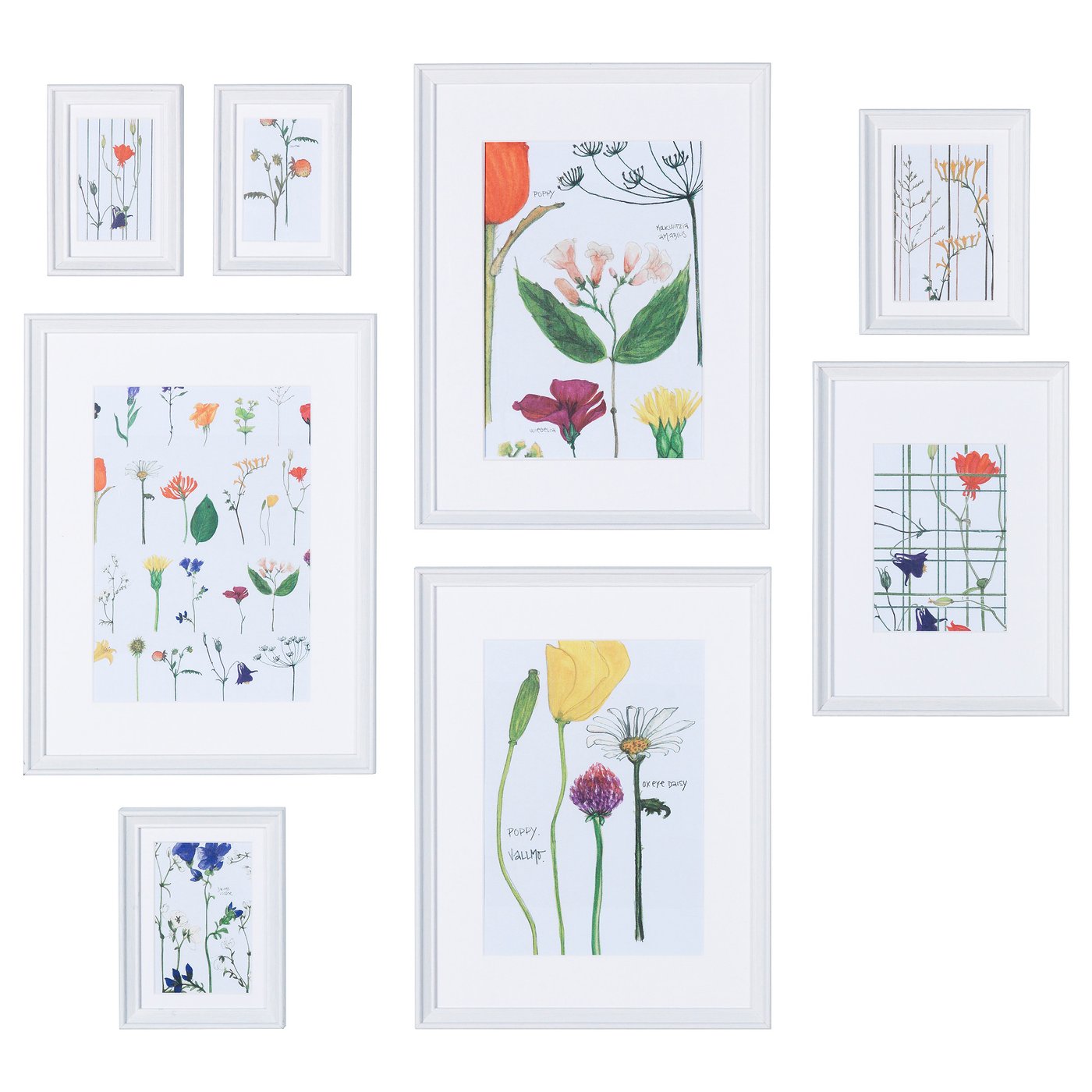 IKEA KNOPPÄNG frame with poster, set of 8