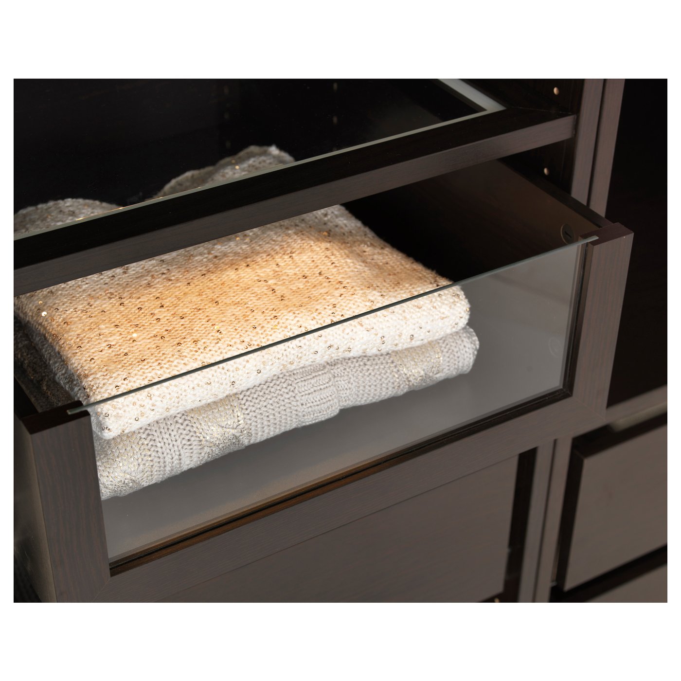 KOMPLEMENT Drawer With Glass Front Black Brown 50x58 Cm IKEA