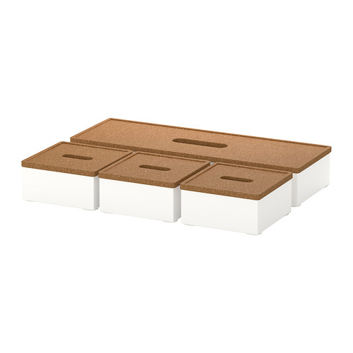 IKEA KVISSLE box with lid, set of 4 Perfect for pens, note pads and business cards.