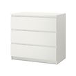 IKEA MALM chest of 3 drawers Smooth running drawers with pull-out stop.
