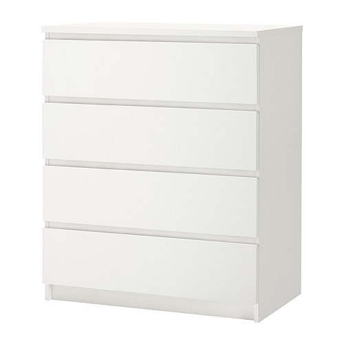 IKEA MALM chest of 4 drawers Smooth running drawers with pull-out stop.