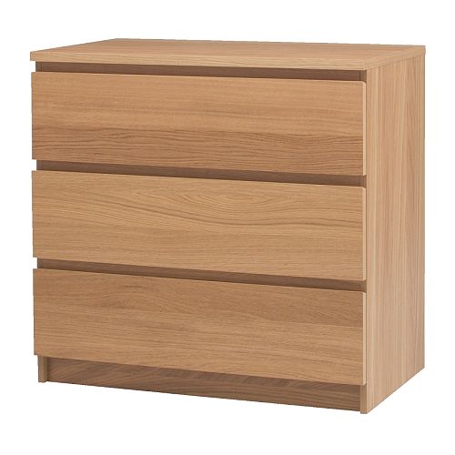 MALM Chest of 3 drawers oak veneer IKEA