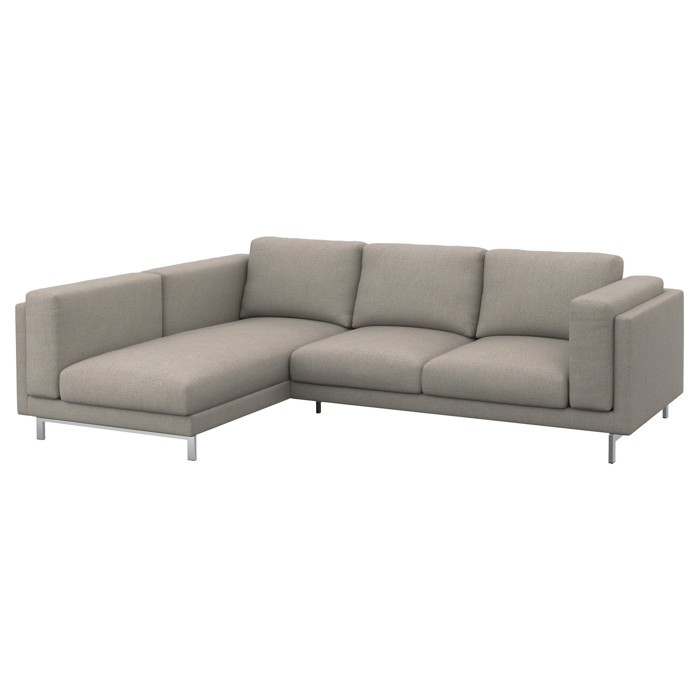 NOCKEBY 3 Seat Sofa With Chaise Longue Left Ten Light Grey