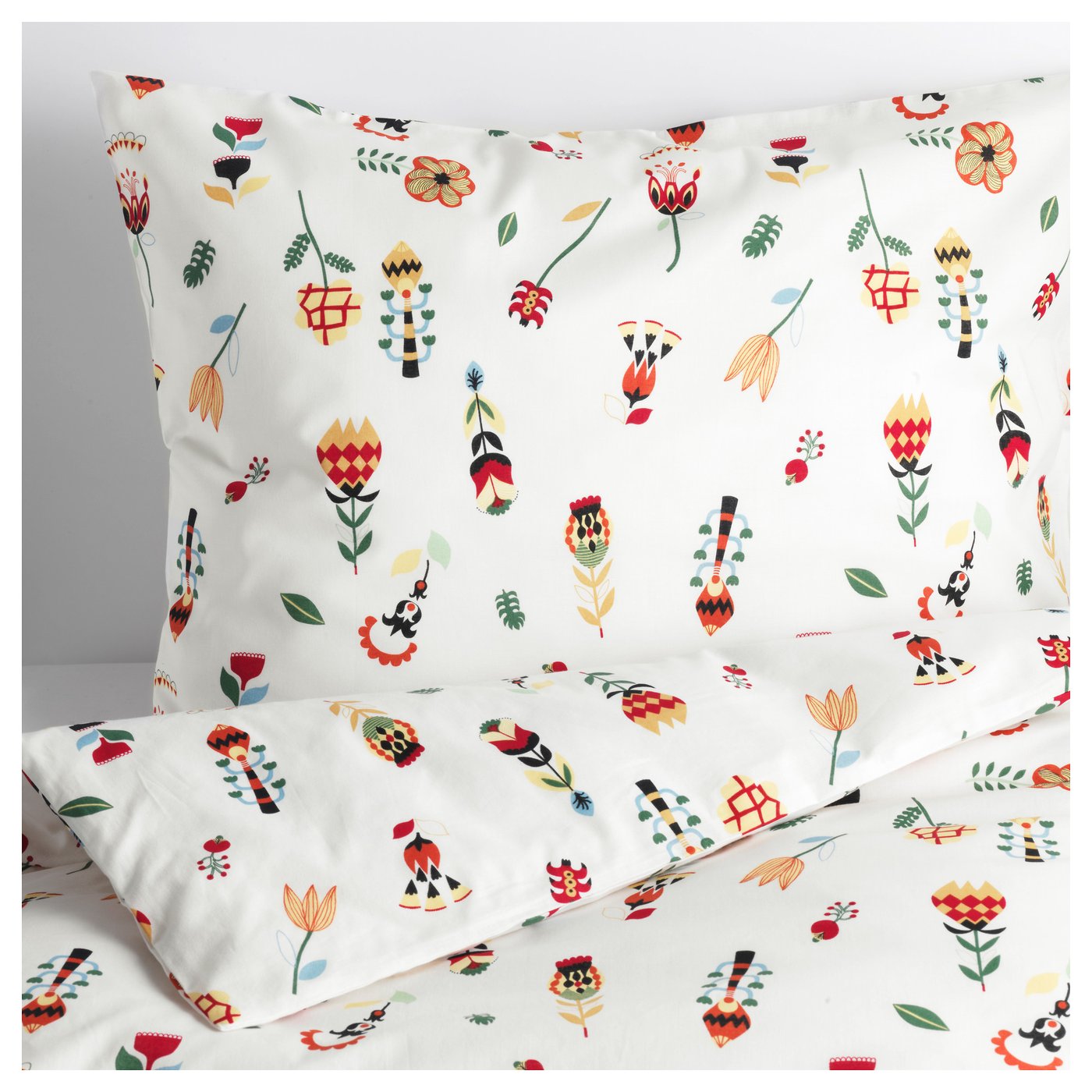 IKEA ROSENFIBBLA quilt cover and 4 pillowcases Cotton, feels soft and nice against your skin.