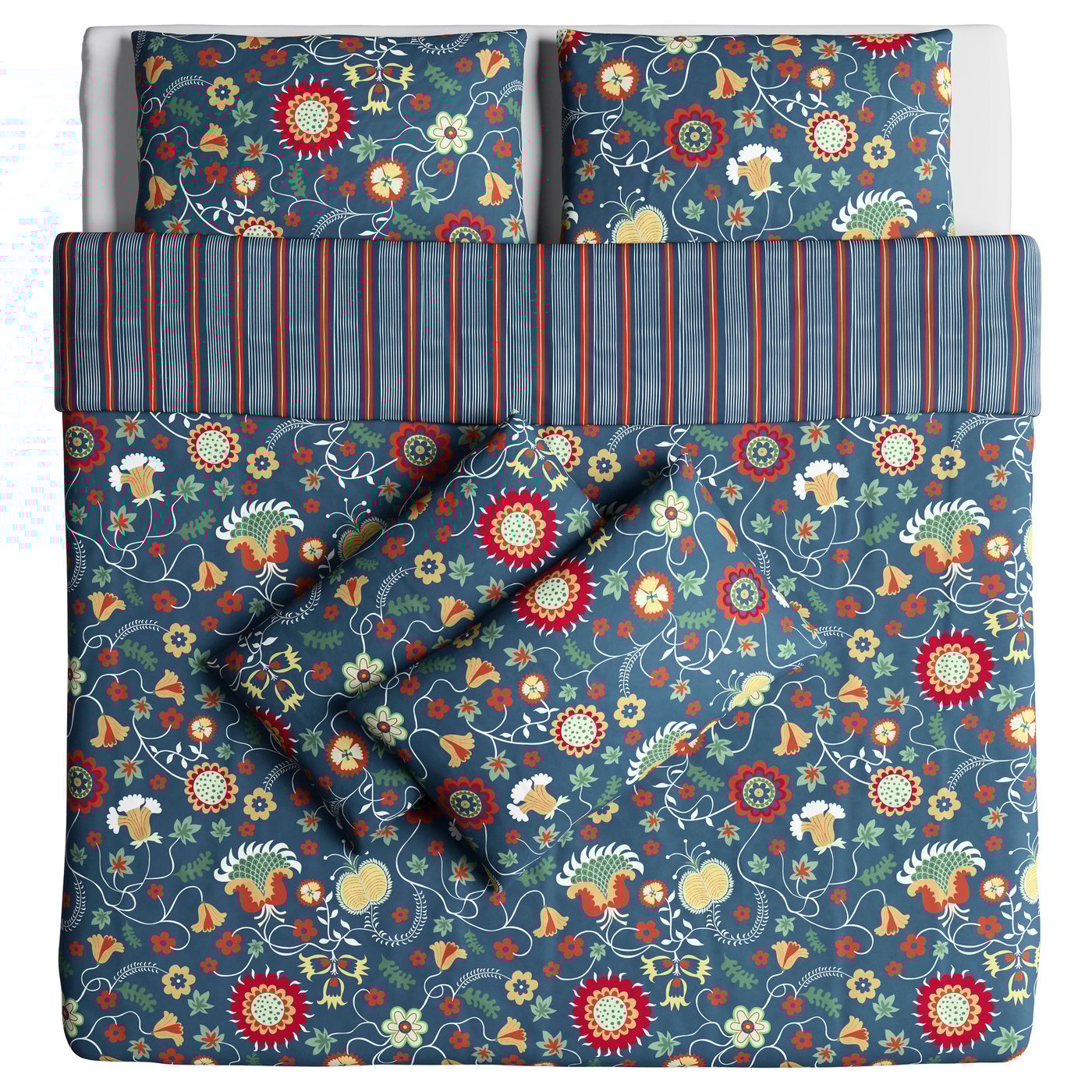 ROSENRIPS Quilt cover and 4 pillowcases Blue patterned 240x220/50x80 cm