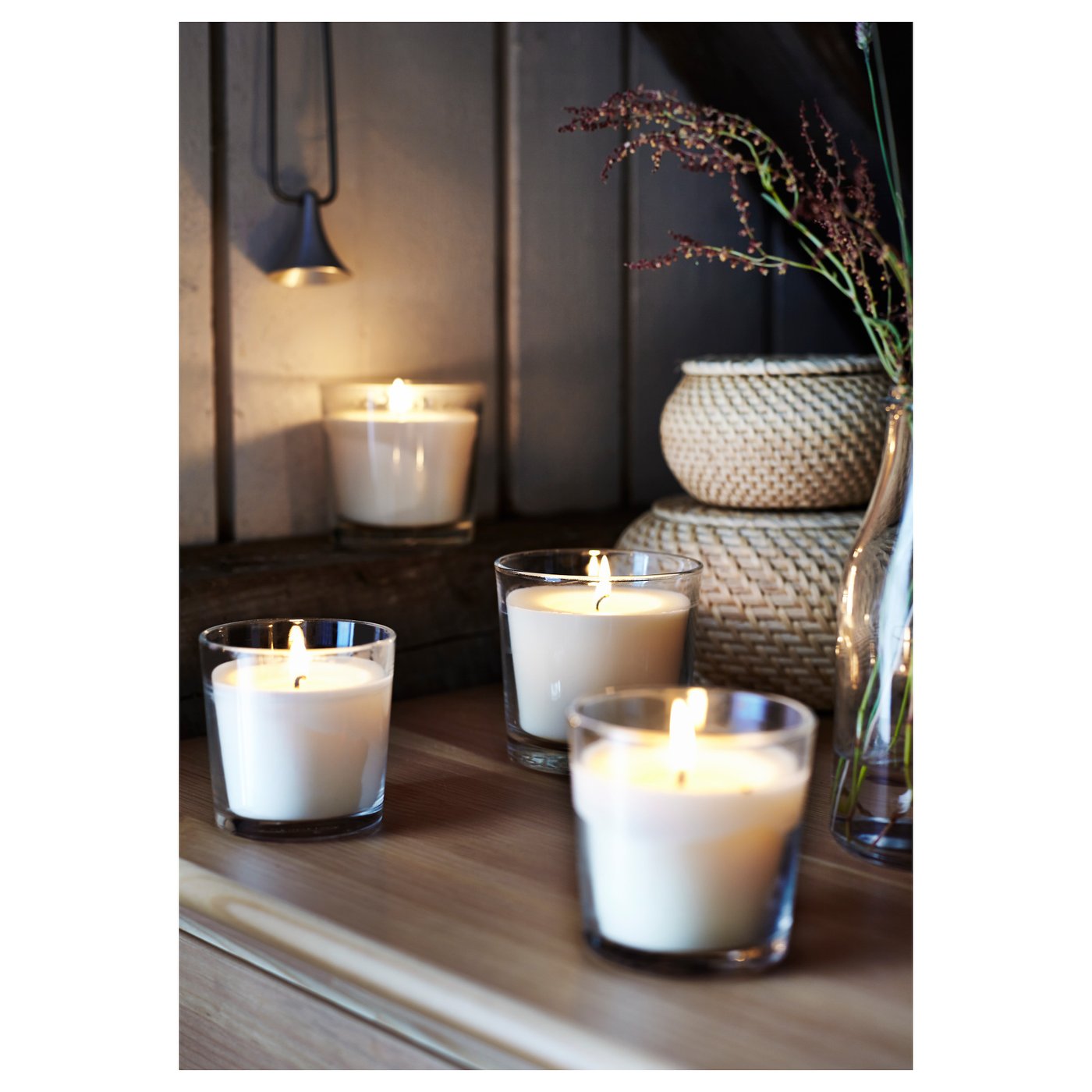 SINNLIG Scented candle in glass Vanilla pleasure/natural 7.5 cm IKEA