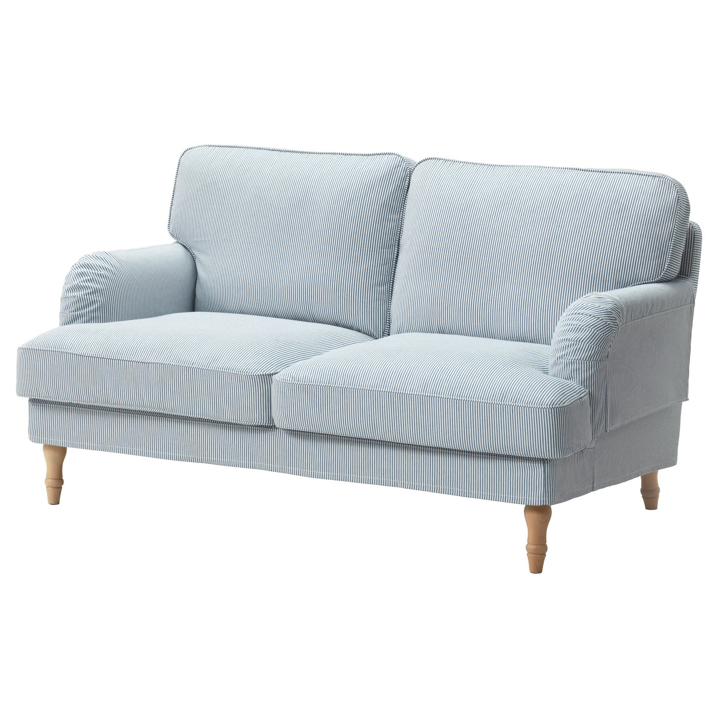 STOCKSUND Two Seat Sofa Remvallen Blue White Light Brown Wood IKEA STOCKSUND Two Seat Sofa Remvallen Blue White Light Brown Wood IKEA