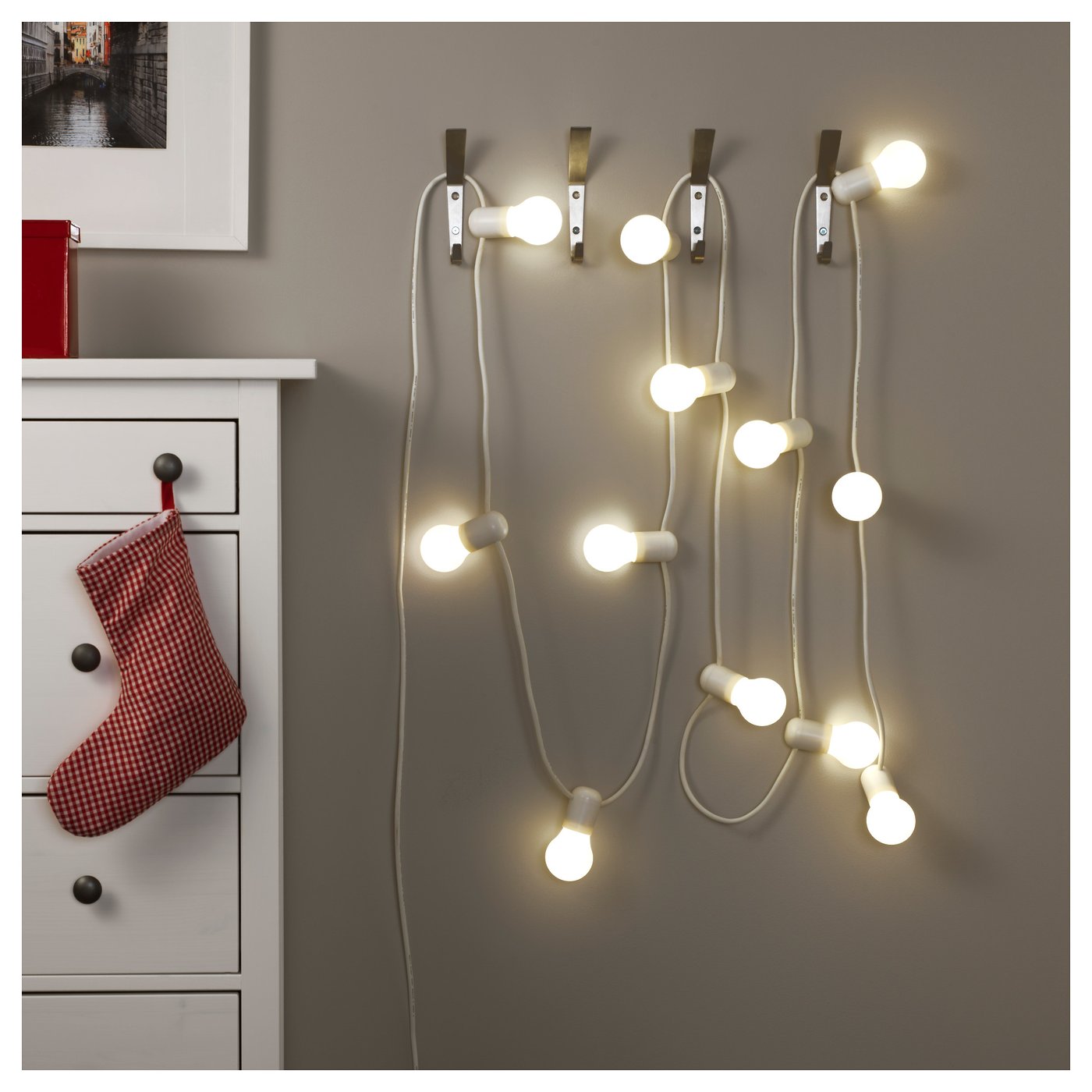 STRÅLA LED lighting chain with 12 bulbs Frosted IKEA