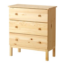 IKEA TARVA chest of 3 drawers Made of solid wood, which is a hardwearing and warm natural material.