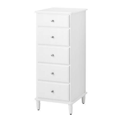 IKEA TYSSEDAL chest of 5 drawers Smooth running drawers with pull-out stop.