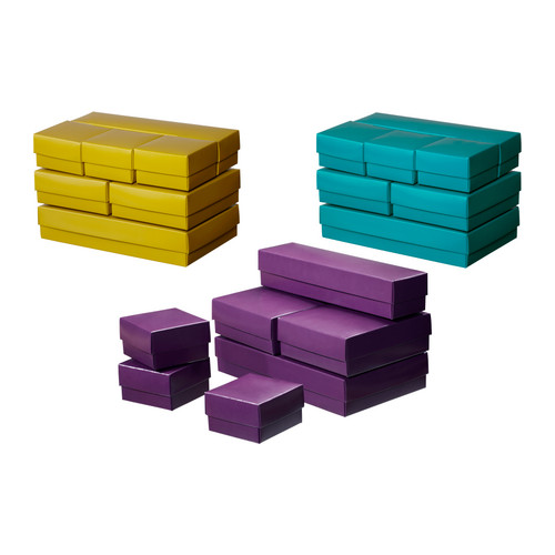 VAMMEN Box with lid, set of 7 IKEA These boxes are perfect for storing your desk accessories, hair clips, jewellery or other small items.