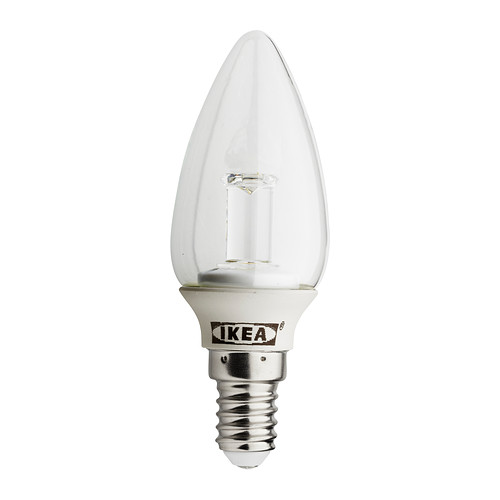 LEDARE LED izzó E14 IKEA LED-ekkel; kb.   85%-kal kevesebb energiát használ fel és 20-szor hosszabb élettartalmú, mint egy hagyományos izzó.   . 