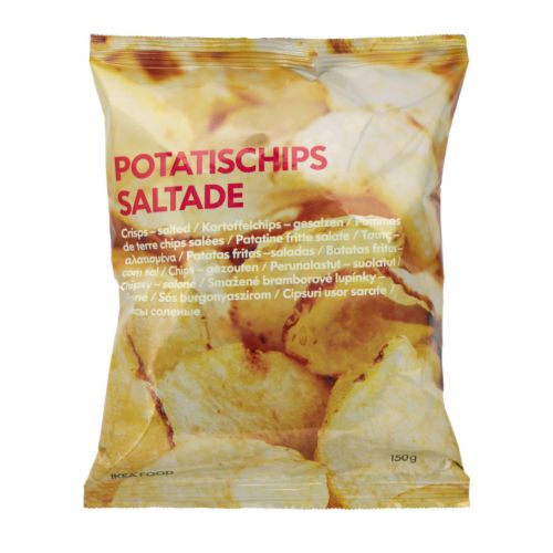 POTATISCHIPS SALTADE Sós burgonya chips IKEA Rágcsálnivalóként, a kedvenc szószodba mártogatva, köretként vagy rágcsálnivalóként is kiváló. 