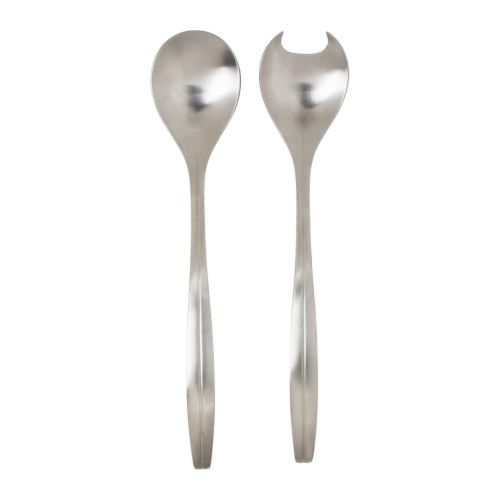 DELIKAT Set di 2 posate per insalata IKEA L'estremità curvata dei manici evita che le posate scivolino nella ciotola. 