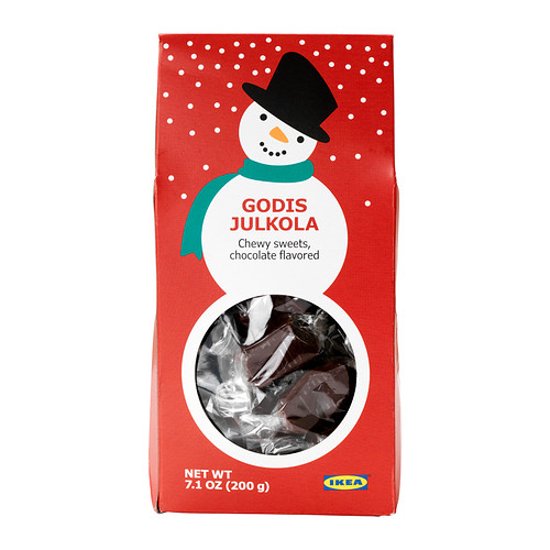 GODIS JULKOLA Caramelle al cioccolato IKEA Al gusto di cioccolato.   In un pratico contenitore. 