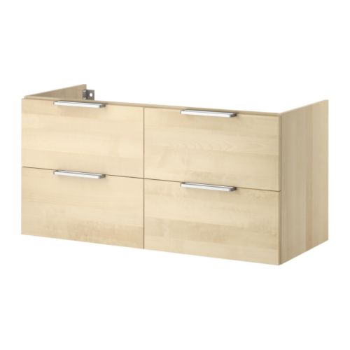 GODMORGON Mobile per lavabo con 4 cassetti IKEA I cassetti scorrono agevolmente e sono provvisti di fermacassetti. 