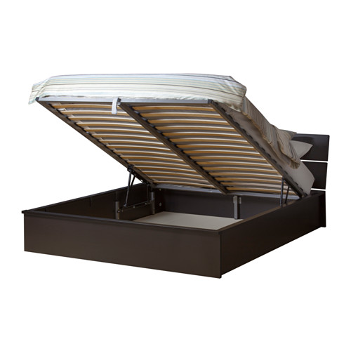 HERDLA Struttura letto con contenitore - marrone-nero ...