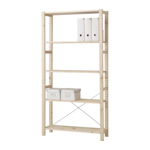 IVAR Scaffale IKEA Legno massiccio grezzo: un materiale naturale resistente, che si può dipingere, oliare o trattare con mordente. 