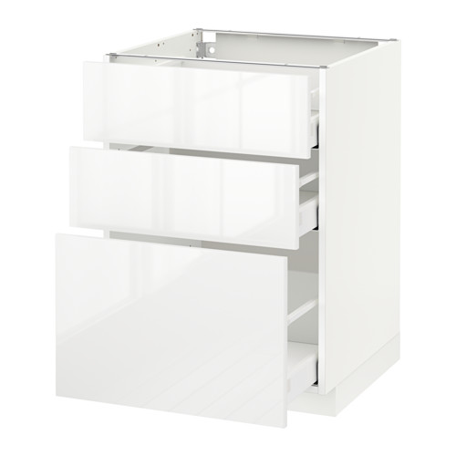 METOD / MAXIMERA Mobile base con 3 cassetti - bianco ...