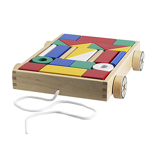 MULA Carrello e 24 cubetti IKEA Resistenti blocchetti per costruzioni in legno massiccio. 