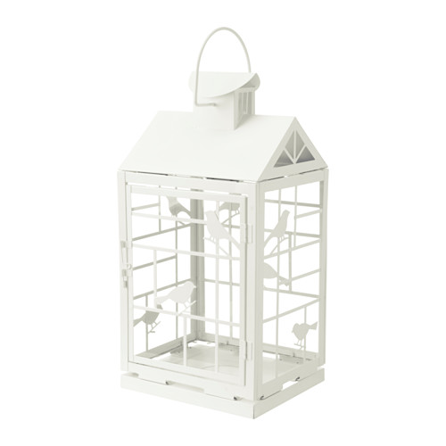 Lanterna Borrby Ikea In Acciaio Bianco - Per Candele A Blocco, Uso Interno/Esterno, 27.9x15.2cm - Foto 9