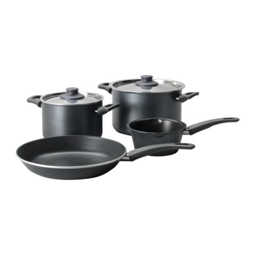 SKÄNKA Set di pentole, 6 pezzi IKEA Le pareti spesse diffondono uniformemente il calore, favorendo un riscaldamento omogeneo dei cibi. 