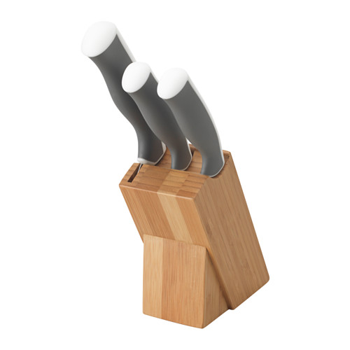 JÄRPAR Knife block with 3 knives IKEA