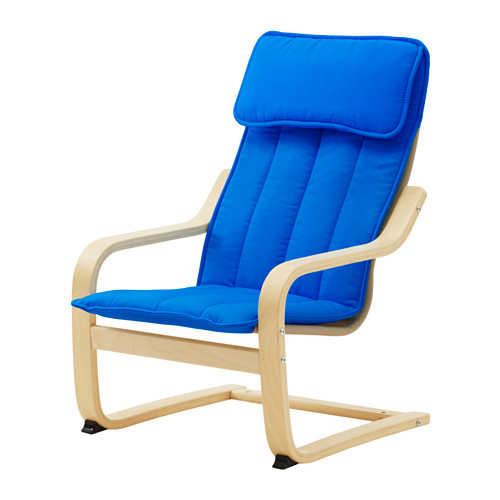 POÄNG Children's armchair birch veneer/Almås blue, IKEA