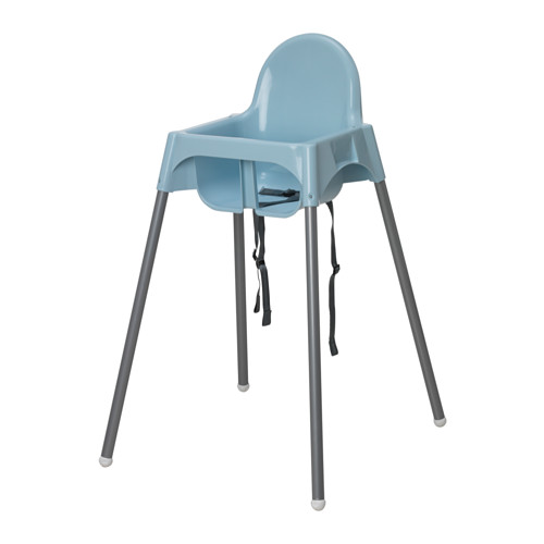 ANTILOP Highchair with safety belt light blue/silvercolour IKEA