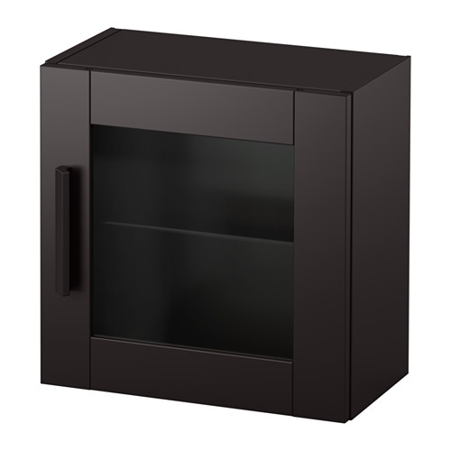 BRIMNES Wall cabinet with glass door - black - IKEA