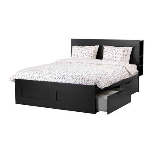 BRIMNES Bedframe met opberger en bedeinde 160x200 cm, IKEA