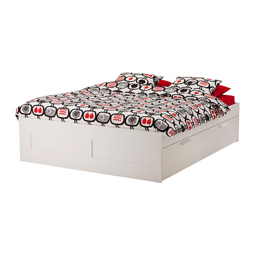 BRIMNES Bedframe met opberglades IKEA De vier lades in het bedframe bieden veel opbergruimte. 