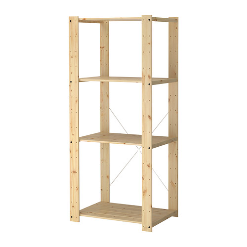 GORM Stellingkast IKEA Onbehandeld hout; kan worden behandeld met olie of lazuur voor een persoonlijk tintje en een slijtvast oppervlak. 