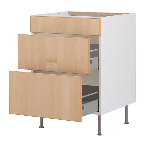 FAKTUM Benkeskap med 3 skuffer IKEA Skuffer med innebygde dempere; fanger opp skuffene i farten slik at de lukkes langsomt, stille og mykt. 