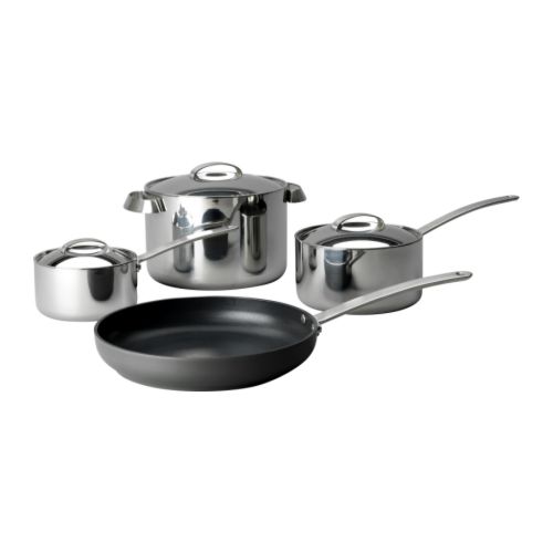 FAVORIT Gryte-/kasserollesett, 7 deler IKEA Fungerer på alle platetopper - også induksjon.  Laget utelukkende av metall; kan brukes i stekeovn. 