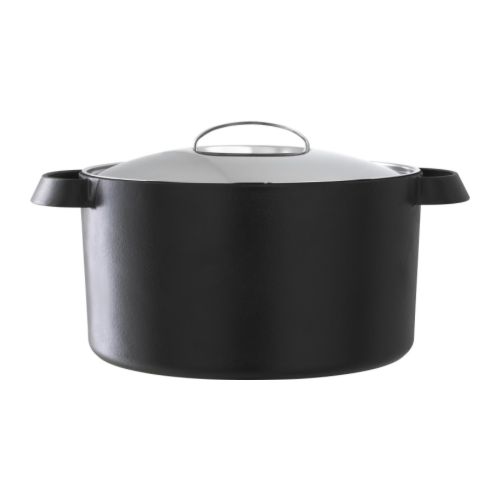 FAVORIT Gryte med lokk IKEA Fungerer på alle platetopper - også induksjon.  Laget utelukkende av metall, kan brukes i stekeovn. 