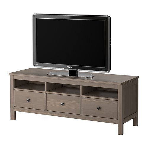 HEMNES TV-benk, gråbrun Bredde: 149 cm Dybde: 47 cm Høyde: 57 cm Maks belastning: 50 kg Maksstørrelse for flatskjerm: 50 