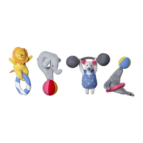 LEKA CIRKUS Rangle IKEA Lavt støyvolum tilpasset babyens følsomme hørsel.  Sterke kontraster.   Godt for barnets synsutvikling. 