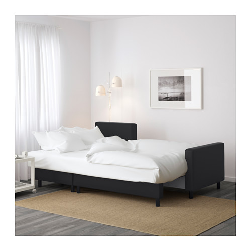 LUGNVIK Sovesofa m sjeselong IKEA Denne sofaen blir raskt og enkelt til en romslig seng når du løfter ut understellet og feller ned ryggstøtten.