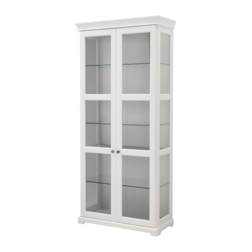 LIATORP Witryna IKEA 3 regulowane szklane półki - dopasuj przestrzeń stosownie do swoich potrzeb.  2 stałe półki dla większej stabilności. 