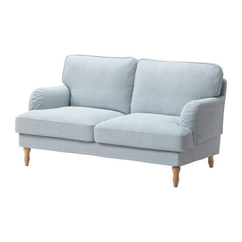 STOCKSUND Sofa dwuosobowa Remvallen niebieski/biały, jasnobrązowy IKEA