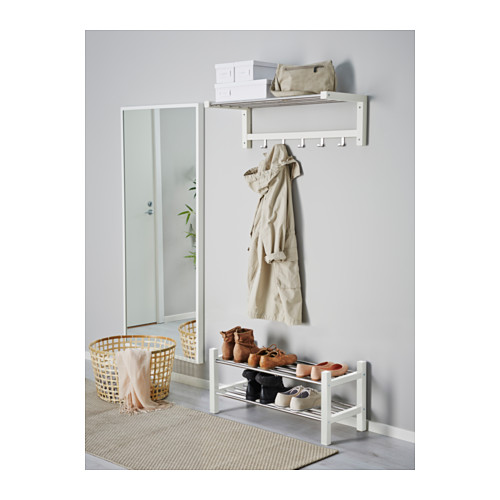 TJUSIG Półka na buty IKEA 2 półki na buty można ustawić jedna na drugiej; w komplecie mocowania do ich połączenia.