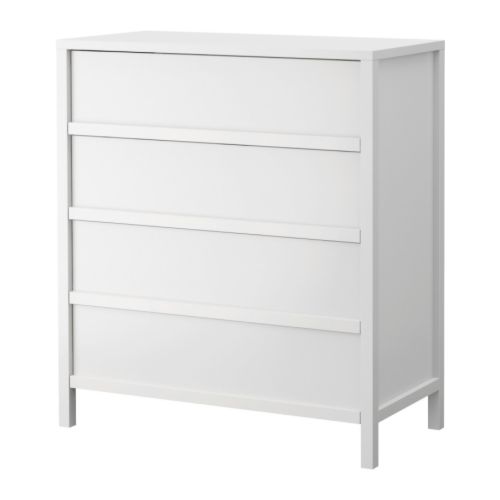 TRONDHEIM Komoda, 4 szuflady IKEA Bardzo przestronne szuflady zapewniają dużo miejsca do przechowywania.  Płynnie wysuwane szuflady z blokadą. 
