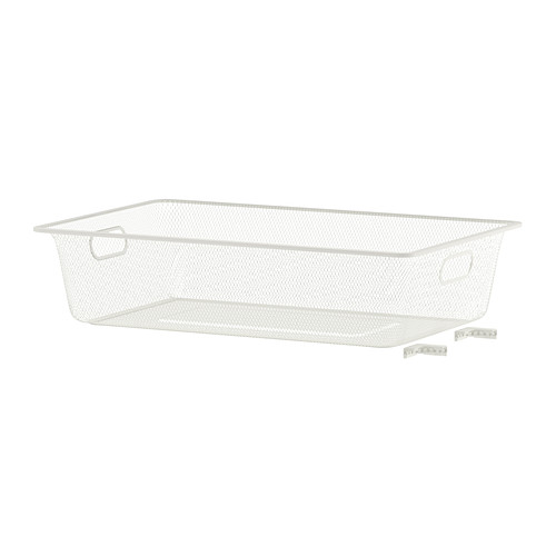 ALGOT Cesto de rede IKEA Utilize o cesto também para guardar objetos pequenos, como cintos ou roupa interior, porque a rede evita que caiam. 