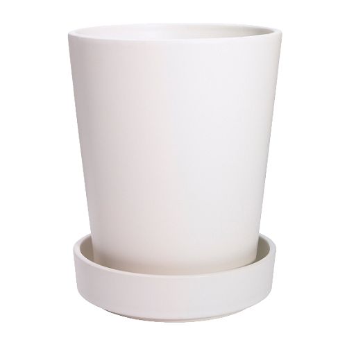 BLADET Vaso c/prato IKEA Orifício para drenagem na base do vaso; permite a saída da água em excesso. 
