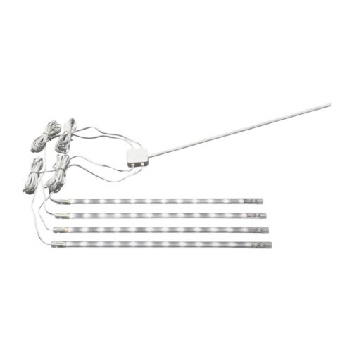 DIODER Sistema de iluminação LED, 4 pçs IKEA Podem usar-se ligadas entre si (até 4) em linha reta ou em L. 