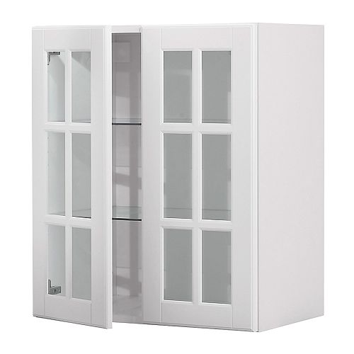 FAKTUM Armário parede c/2portas vidro IKEA Prateleira regulável para adaptar o espaço às suas necessidades de arrumação. 