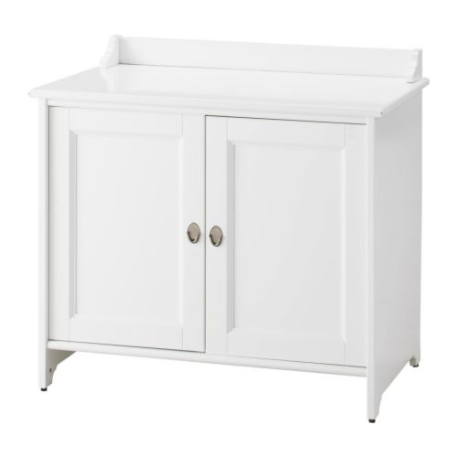 FLÅREN Armário p/lavatório IKEA Prateleira com protecção de segurança, regulável em altura e profundidade. 