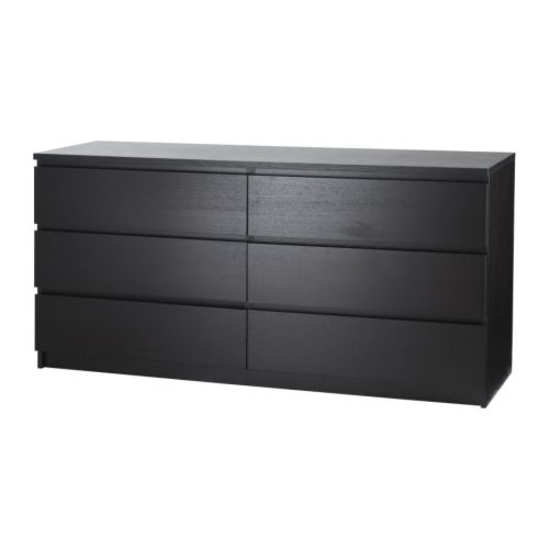 MALM Cómoda c/6 gavetas IKEA Gavetas muito espaçosas, oferecem mais espaço de arrumação.  Gavetas com travão, que deslizam suavemente. 