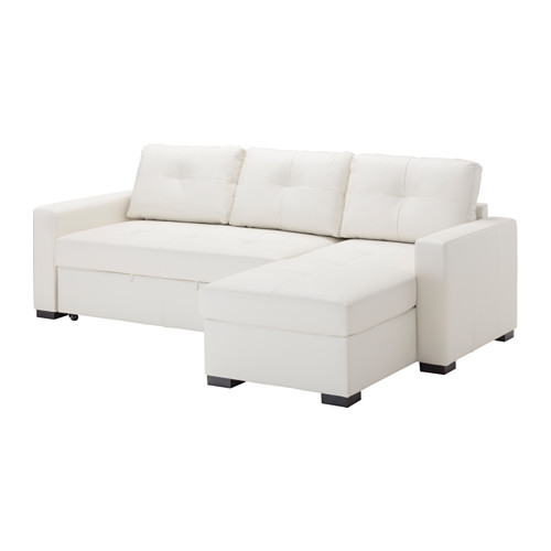 RAGUNDA Sofácama de canto c/arrumação Kimstad brancobege IKEA